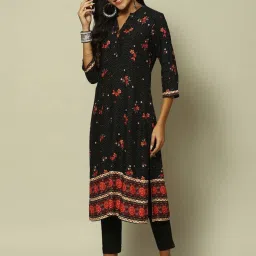 Rangriti Black Printed Straight Kurta image 3
