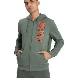 Puma Green Cotton Regular Fit Hooded Jacket-image-41