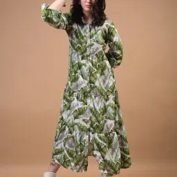 Crimsoune Club Green Blended Floral Maxi Dress-image-30