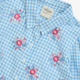 Utsa Kids by Westside Blue Checkered Cotton Ethnic Shirt image 3
