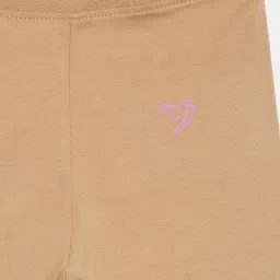 TWIN BIRDS Kids Pink & Beige Cotton Regular Fit Leggings (Pack of 2) image 3