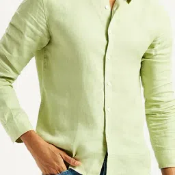 Levi's Men's Redloop Light Green Slim Fit Linen Shirt image 5