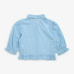 Utsa Kids by Westside Blue Checkered Cotton Ethnic Shirt image 2