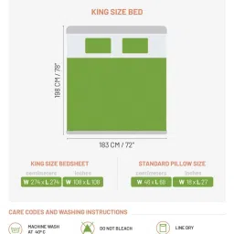 Ddecor Live Beautiful Charisma III Peppermint Green Cotton 180 TC King Bed Sheet with 2 Pillow Covers image 3