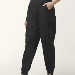 People by Pantaloons Black Cotton Joggers image 3