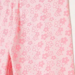 Fame Forever by Lifestyle Kids Pink Cotton Floral Print Leggings image 3