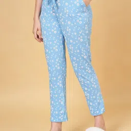 Dreamz by Pantaloons Blue Cotton Floral Print Pyjamas image 3