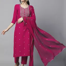 Anni Designer Ethnic Motifs Embroidered Straight Kurta With Trousers And Dupatta-picture-10