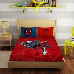 Spaces Character Based Red 180 TC Cotton Double Bed Sheet with 2 Pillow Covers-picture-21