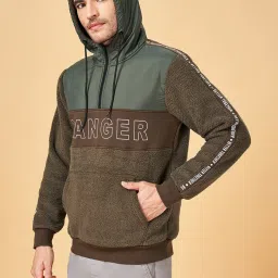 Urban Ranger by Pantaloons Olive Regular Fit Colour Block Hooded Jacket image 3