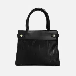 HauteSauce Black Textured Medium Handheld Handbag image 3
