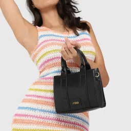 HauteSauce Black Croc Textured Medium Leather Mini Handbag image 3