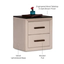 Durian Jacklin White Engineered Wood Bed Side Table image 3