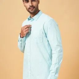 Byford by Pantaloons Light Blue Cotton Slim Fit Printed Shirt image 3