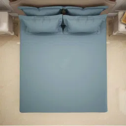 Spaces Light Blue Cotton 600 TC King Bed Sheet With Pillow Covers image 3