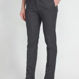 arrow new york Arrow Newyork Grey Slim Fit Checks Trousers image 3