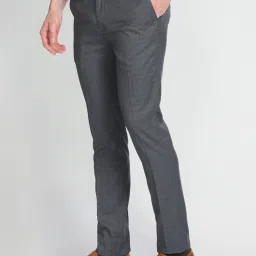 arrow new york Arrow Newyork Grey Slim Fit Checks Trousers image 3