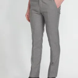Arrow Brown Cotton Slim Fit Self Pattern Trousers image 3
