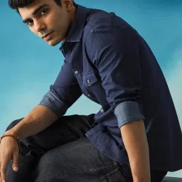 ANDAMEN Dark Blue Regular Fit Shirt image 3