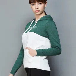 KAPPA White & Green Color-Block Sports Hoodie image 3