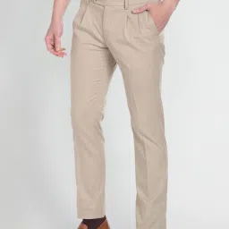 Arrow Beige Regular Fit Texture Trousers image 3