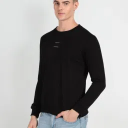 arrow new york Arrow Newyork Black Cotton Regular Fit Sweatshirt image 3