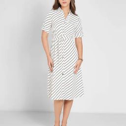 Annabelle By Pantaloons Snow White Regular Fit Striped Dress-picture-20