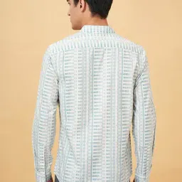 Byford By Pantaloons Celadon Cotton Slim Fit Printed Shirt image 2