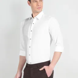 arrow new york Arrow Newyork White Cotton Slim Fit Striped Shirt image 3