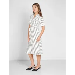 Annabelle By Pantaloons Snow White Regular Fit Striped Dress image 3