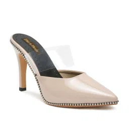 Flat N Heels Women's Beige Mule Stilettos image 3