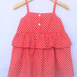 Many Frocks Kids Red Cotton Printed Dress image 2