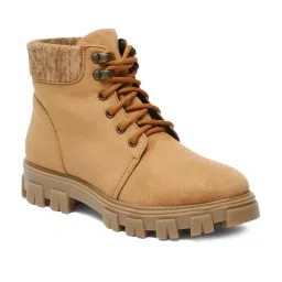 Flat N Heels Women's Beige Derby Boots image 3