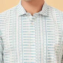 Byford By Pantaloons Celadon Cotton Slim Fit Printed Shirt image 5