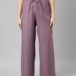 showoffff SHOWOFF Mauve Regular Fit Mid Rise Palazzos-picture-38