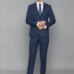 Louis Philippe Navy Slim Fit Checks Two Piece Suit image 5