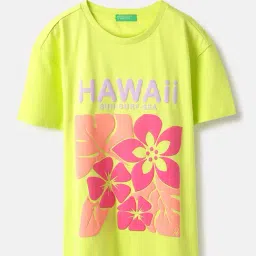 United Colors of Benetton Girls Green Regular Fit Round Neck Floral T-Shirt-picture-13