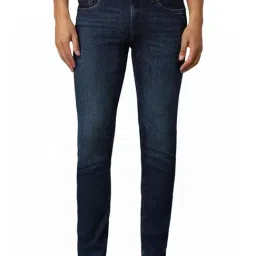 Louis Philippe Navy Cotton Slim Fit Jeans-picture-41