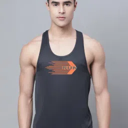 Friskers Black Regular Fit Graphic Sports Vest-image-84