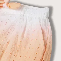 Elle Kids Yellow & White Cotton Embroidered Shorts image 4