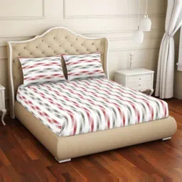 Welspun Geometric Red 150 TC Cotton Double Bed Sheet with 2 Pillow Covers-picture-15