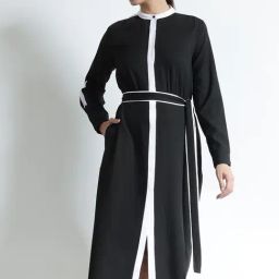 Fablestreet Black Polyester Solid Fit And Flare Dress-picture-29