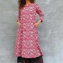 Chidiyaa Maroon Soil Night¿s Sigh Blockprinted Cotton Kurti-picture-42