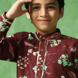 Fashion Dream Boys Coffee Floral Kurta and Pyjama image 5