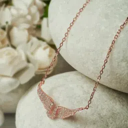 Silberry 92.5 Sterling Silver Rose Gold Fly High Necklace-picture-32