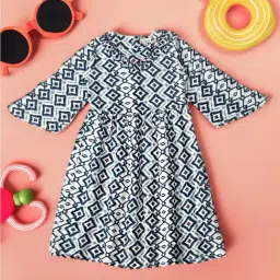 Bella Moda Kids White Printed Full Sleeves Fit & Flare Dress-picture-14