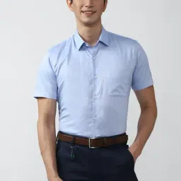 Peter England Blue Cotton Slim Fit Shirt-picture-26