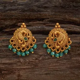 Kushal's Fashion Jewellery Green Gold Polished Antique Earring for Women-picture-31