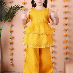 Neudis Girls Yellow Stripes Kurta Set-picture-14