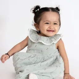 haus & kinder Girls 100% Cotton Mint Meadow Frock image 2